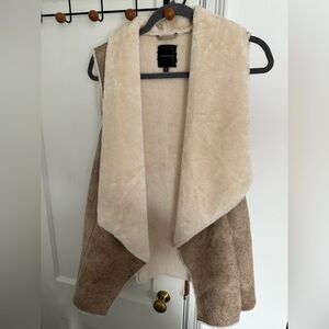 Beige and Light Brown Faux Fur Vest. Size M/L